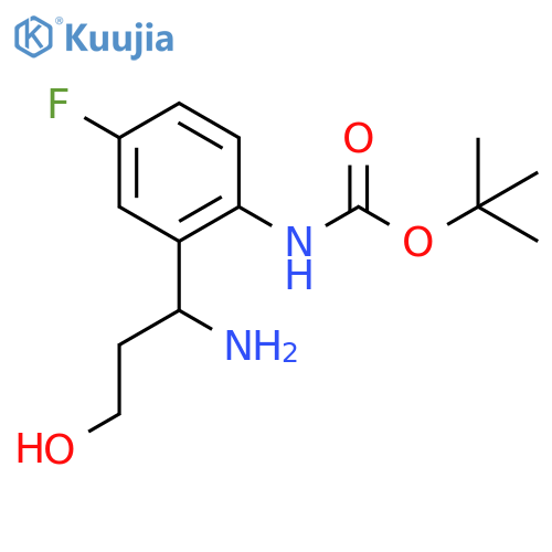 tert-butyl N-2-(1-amino-3-hydroxypropyl)-4-fluorophenylcarbamate structure