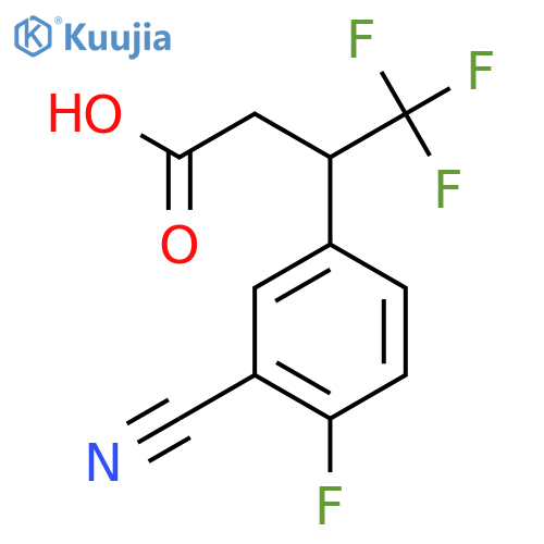 3-(3-cyano-4-fluorophenyl)-4,4,4-trifluorobutanoic acid structure