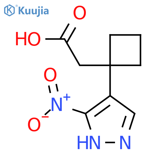 2-1-(3-nitro-1H-pyrazol-4-yl)cyclobutylacetic acid structure