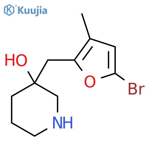 3-(5-bromo-3-methylfuran-2-yl)methylpiperidin-3-ol structure