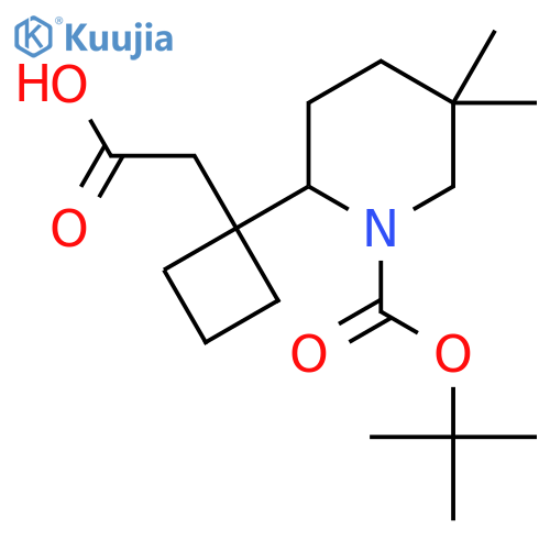 2-(1-{1-(tert-butoxy)carbonyl-5,5-dimethylpiperidin-2-yl}cyclobutyl)acetic acid structure
