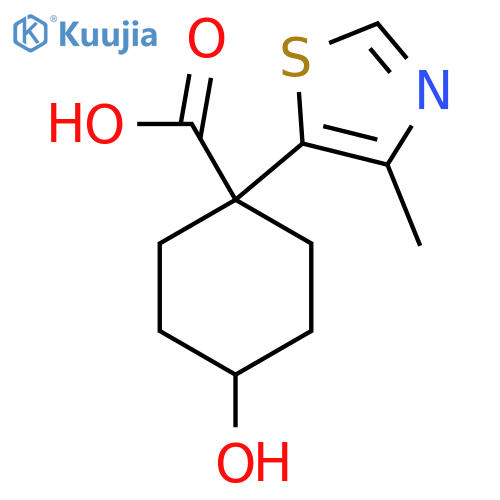 4-hydroxy-1-(4-methyl-1,3-thiazol-5-yl)cyclohexane-1-carboxylic acid structure
