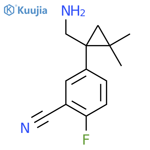 5-1-(aminomethyl)-2,2-dimethylcyclopropyl-2-fluorobenzonitrile structure