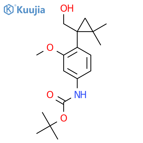 tert-butyl N-{4-[1-(hydroxymethyl)-2,2-dimethylcyclopropyl]-3-methoxyphenyl}carbamate structure