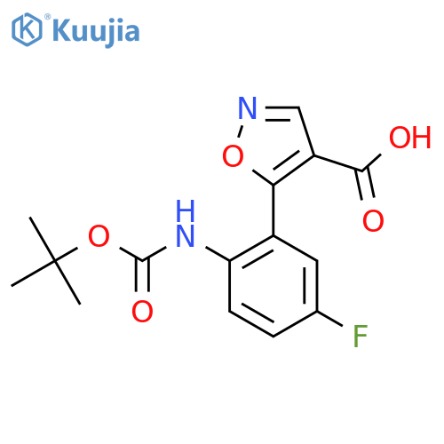 5-(2-{(tert-butoxy)carbonylamino}-5-fluorophenyl)-1,2-oxazole-4-carboxylic acid structure