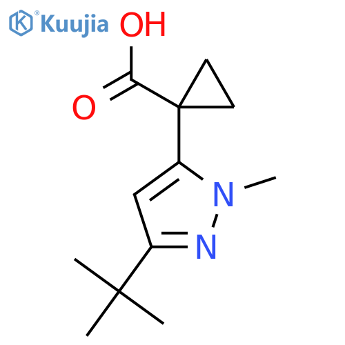 1-(3-tert-butyl-1-methyl-1H-pyrazol-5-yl)cyclopropane-1-carboxylic acid structure