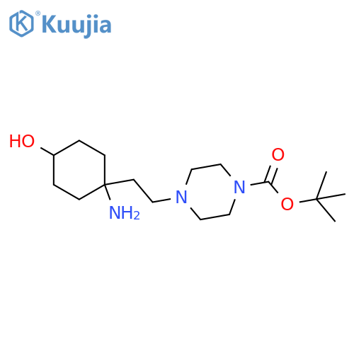 tert-butyl 4-2-(1-amino-4-hydroxycyclohexyl)ethylpiperazine-1-carboxylate structure