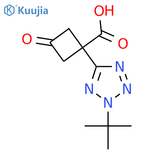 1-(2-tert-butyl-2H-1,2,3,4-tetrazol-5-yl)-3-oxocyclobutane-1-carboxylic acid structure