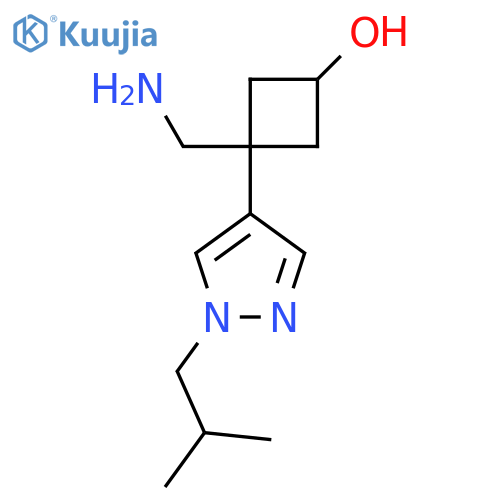 3-(aminomethyl)-3-1-(2-methylpropyl)-1H-pyrazol-4-ylcyclobutan-1-ol structure