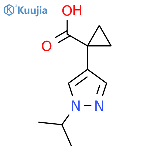 1-1-(propan-2-yl)-1H-pyrazol-4-ylcyclopropane-1-carboxylic acid structure