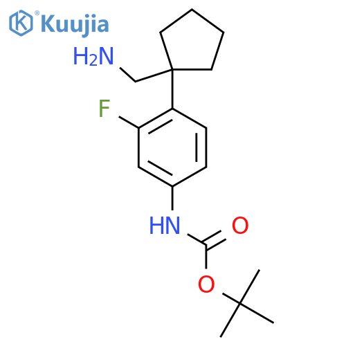 tert-butyl N-{4-1-(aminomethyl)cyclopentyl-3-fluorophenyl}carbamate structure
