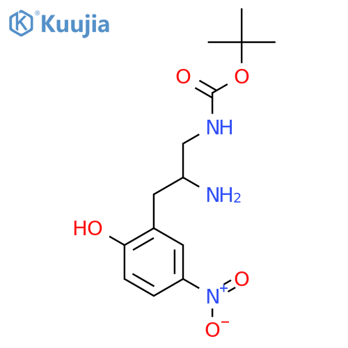tert-butyl N-2-amino-3-(2-hydroxy-5-nitrophenyl)propylcarbamate structure