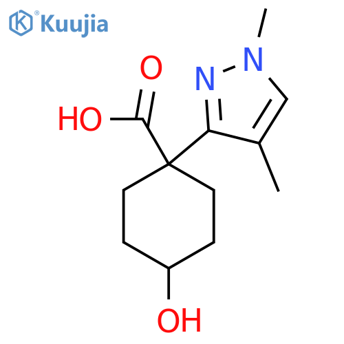 1-(1,4-dimethyl-1H-pyrazol-3-yl)-4-hydroxycyclohexane-1-carboxylic acid structure