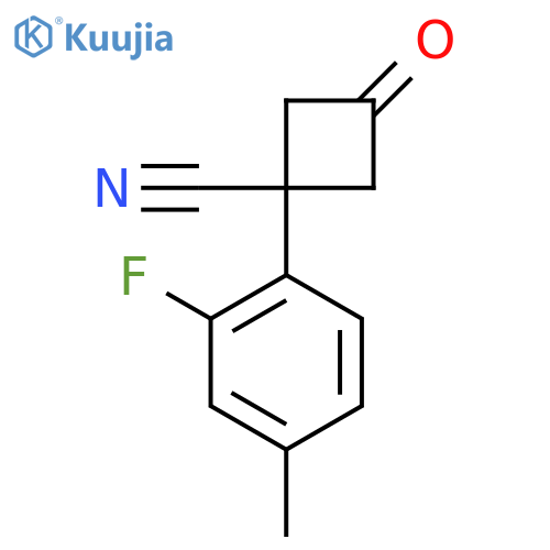 1-(2-fluoro-4-methylphenyl)-3-oxocyclobutane-1-carbonitrile structure