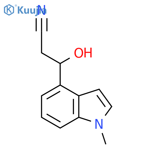 3-hydroxy-3-(1-methyl-1H-indol-4-yl)propanenitrile structure