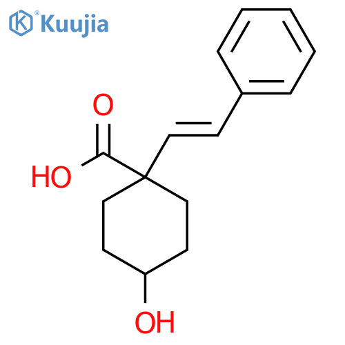 4-hydroxy-1-(2-phenylethenyl)cyclohexane-1-carboxylic acid structure