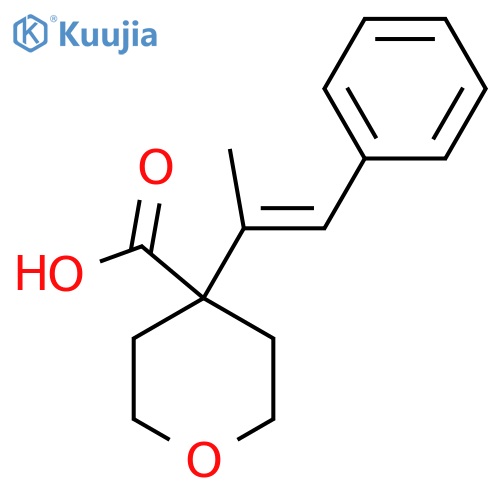 4-(1-phenylprop-1-en-2-yl)oxane-4-carboxylic acid structure