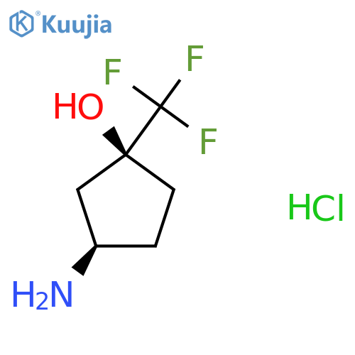 rac-(1R,3S)-3-amino-1-(trifluoromethyl)cyclopentan-1-ol hydrochloride structure