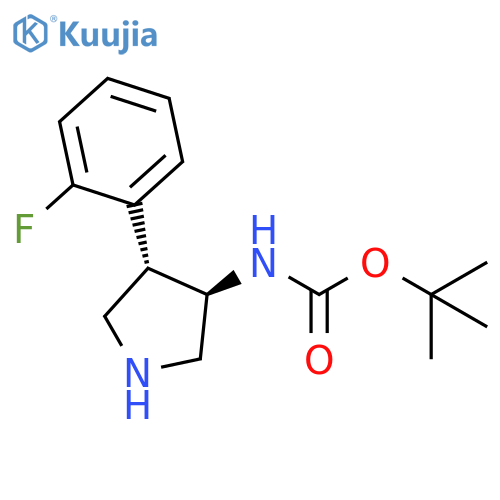Carbamic acid, N-[(3R,4S)-4-(2-fluorophenyl)-3-pyrrolidinyl]-, 1,1-dimethylethyl ester, rel- structure