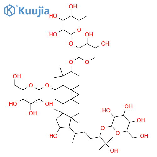 β-D-Glucopyranoside, (3β,6α,16β,24S)-3-[[2-O-(6-deoxy-α-L-mannopyranosyl)-β-D-xylopyranosyl]oxy]-16,25-dihydroxy-9,19-cyclolanostane-6,24-diyl bis- structure