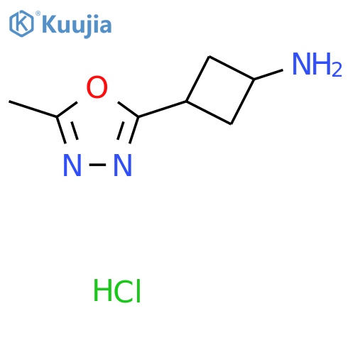 rac-(1s,3s)-3-(5-methyl-1,3,4-oxadiazol-2-yl)cyclobutan-1-amine hydrochloride structure
