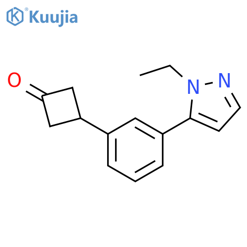 3-3-(1-ethyl-1H-pyrazol-5-yl)phenylcyclobutan-1-one structure