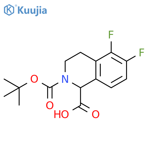 2-[(tert-butoxy)carbonyl]-5,6-difluoro-1,2,3,4-tetrahydroisoquinoline-1-carboxylic acid structure