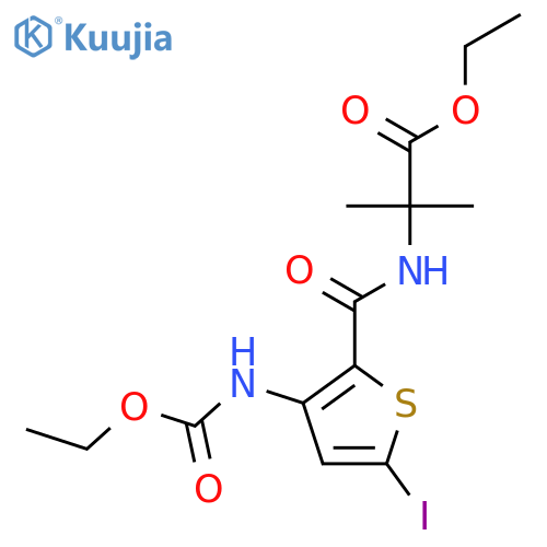 Ethyl 2-[[3-(ethoxycarbonylamino)-5-iodothiophene-2-carbonyl]amino]-2-methylpropanoate structure