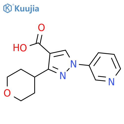 3-(oxan-4-yl)-1-(pyridin-3-yl)-1H-pyrazole-4-carboxylic acid structure