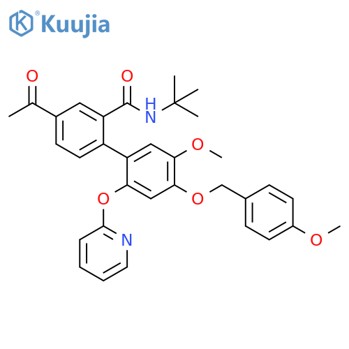 [1,1'-Biphenyl]-2-carboxamide, 4-acetyl-N-(1,1-dimethylethyl)-5'-methoxy-4'-[(4-methoxyphenyl)methoxy]-2'-(2-pyridinyloxy)- structure