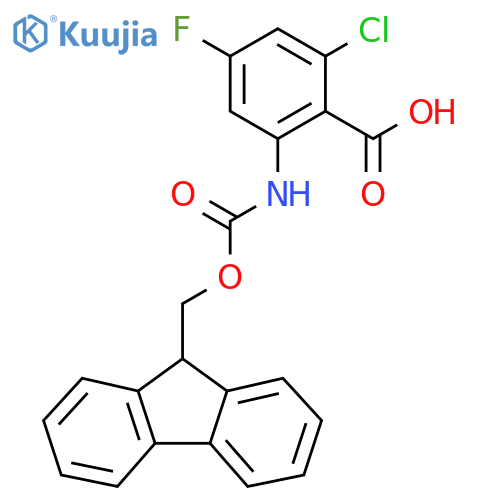 2-chloro-6-({[(9H-fluoren-9-yl)methoxy]carbonyl}amino)-4-fluorobenzoic acid structure