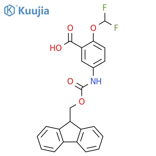 2-(difluoromethoxy)-5-({(9H-fluoren-9-yl)methoxycarbonyl}amino)benzoic acid structure