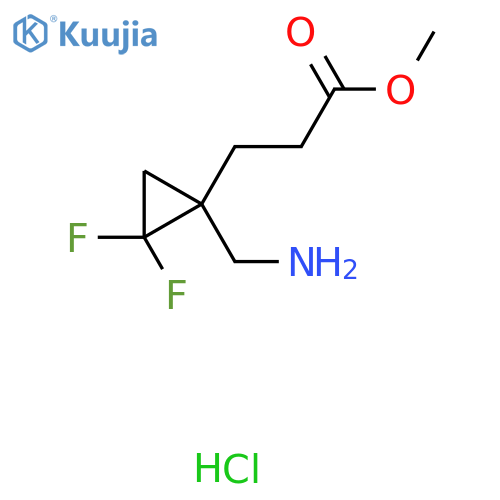 Cyclopropanepropanoic acid, 1-(aminomethyl)-2,2-difluoro-, methyl ester, hydrochloride (1:1) structure
