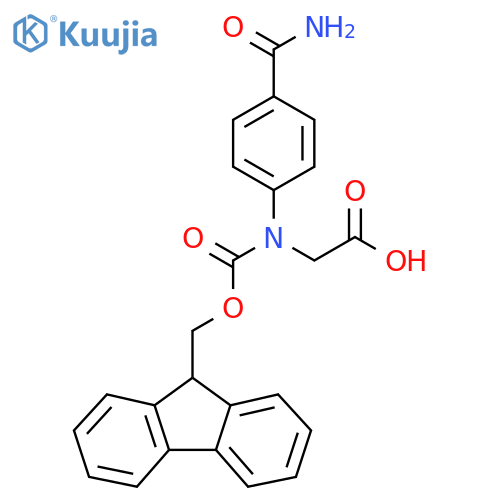 2-[(4-carbamoylphenyl)({[(9H-fluoren-9-yl)methoxy]carbonyl})amino]acetic acid structure