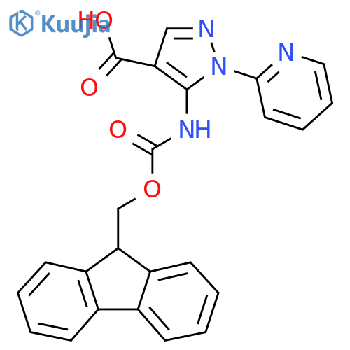 5-({[(9H-fluoren-9-yl)methoxy]carbonyl}amino)-1-(pyridin-2-yl)-1H-pyrazole-4-carboxylic acid structure