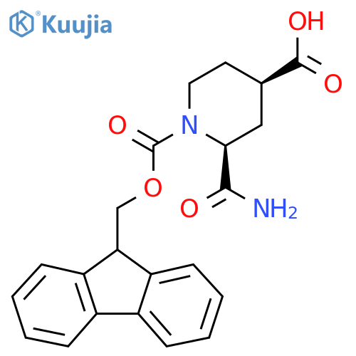 (2S,4R)-2-Carbamoyl-1-(9H-fluoren-9-ylmethoxycarbonyl)piperidine-4-carboxylic acid structure