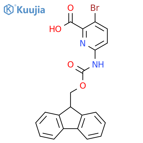 2-Pyridinecarboxylic acid, 3-bromo-6-[[(9H-fluoren-9-ylmethoxy)carbonyl]amino]- structure