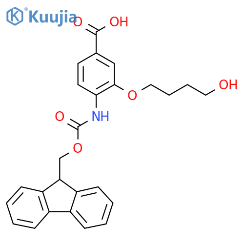 4-({[(9H-fluoren-9-yl)methoxy]carbonyl}amino)-3-(4-hydroxybutoxy)benzoic acid structure