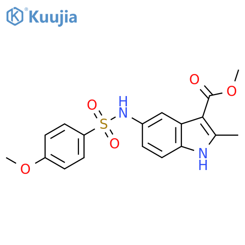 methyl 5-(4-methoxybenzenesulfonamido)-2-methyl-1H-indole-3-carboxylate structure