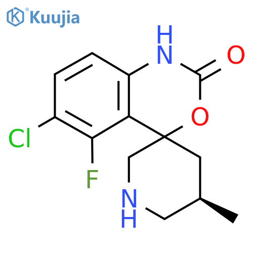 (5'R)-6-chloro-5-fluoro-5'-methyl-1,2-dihydrospiro[3,1-benzoxazine-4,3'-piperidine]-2-one structure