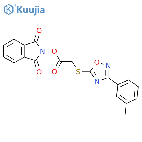 1,3-dioxo-2,3-dihydro-1H-isoindol-2-yl 2-{[3-(3-methylphenyl)-1,2,4-oxadiazol-5-yl]sulfanyl}acetate structure