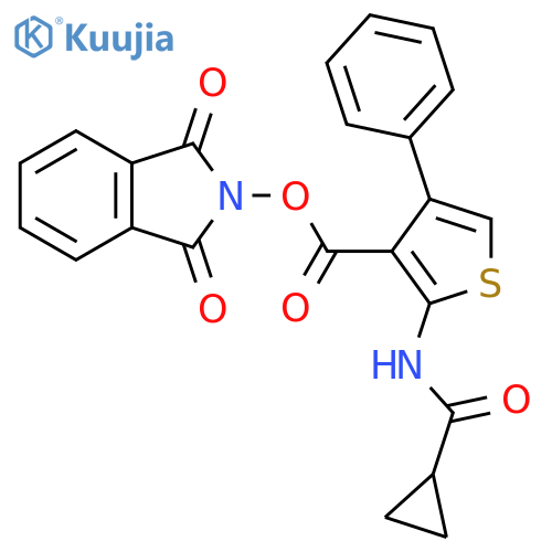 1,3-dioxo-2,3-dihydro-1H-isoindol-2-yl 2-cyclopropaneamido-4-phenylthiophene-3-carboxylate structure
