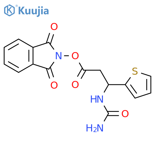 1,3-dioxo-2,3-dihydro-1H-isoindol-2-yl 3-(carbamoylamino)-3-(thiophen-2-yl)propanoate structure