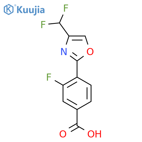 4-[4-(Difluoromethyl)-1,3-oxazol-2-yl]-3-fluorobenzoic acid structure