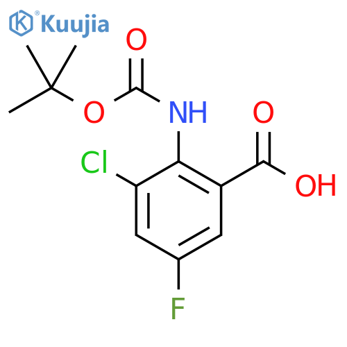 2-((tert-Butoxycarbonyl)amino)-3-chloro-5-fluorobenzoic acid structure