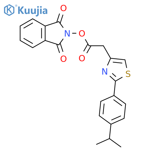 1,3-dioxo-2,3-dihydro-1H-isoindol-2-yl 2-{2-[4-(propan-2-yl)phenyl]-1,3-thiazol-4-yl}acetate structure