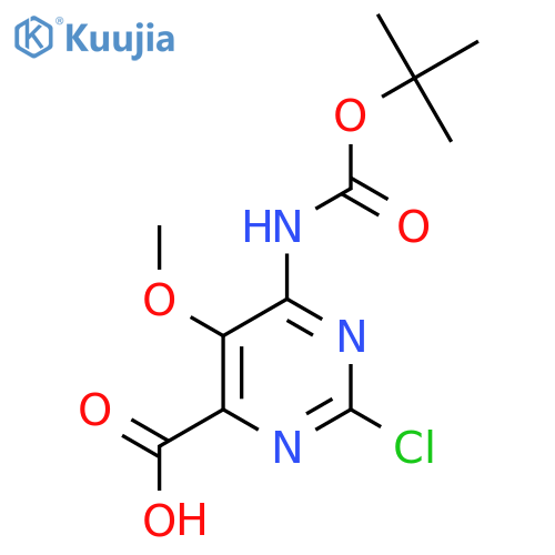 6-{[(Tert-butoxy)carbonyl]amino}-2-chloro-5-methoxypyrimidine-4-carboxylic acid structure