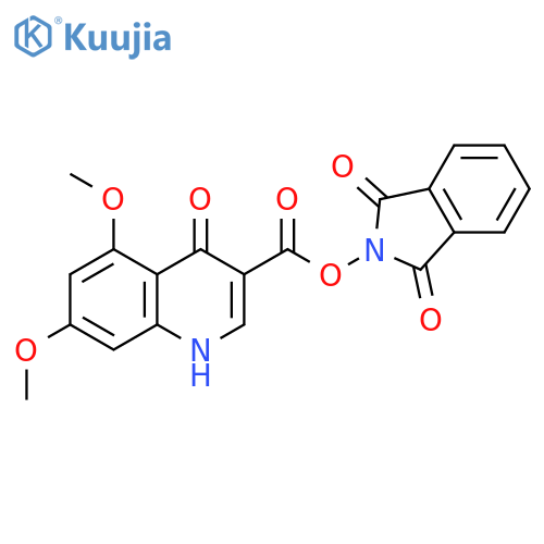 1,3-dioxo-2,3-dihydro-1H-isoindol-2-yl 5,7-dimethoxy-4-oxo-1,4-dihydroquinoline-3-carboxylate structure