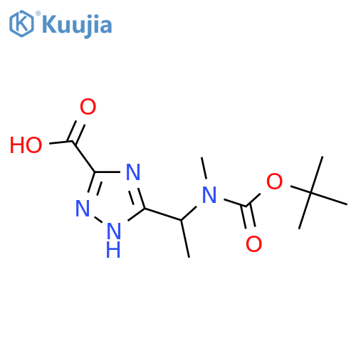 3-(1-{(tert-butoxy)carbonyl(methyl)amino}ethyl)-1H-1,2,4-triazole-5-carboxylic acid structure