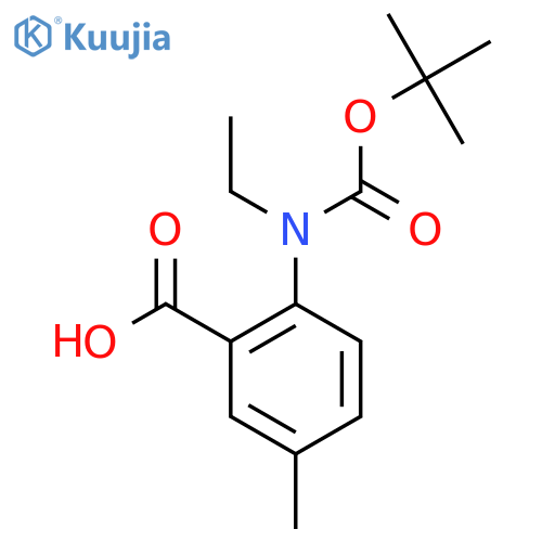 2-[Ethyl-[(2-methylpropan-2-yl)oxycarbonyl]amino]-5-methylbenzoic acid structure